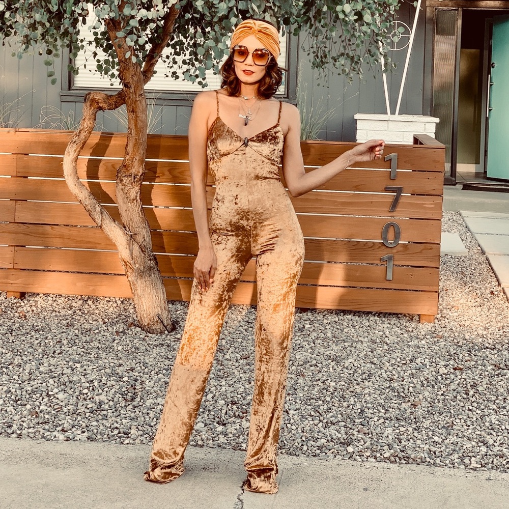 Gold velvet jumpsuit